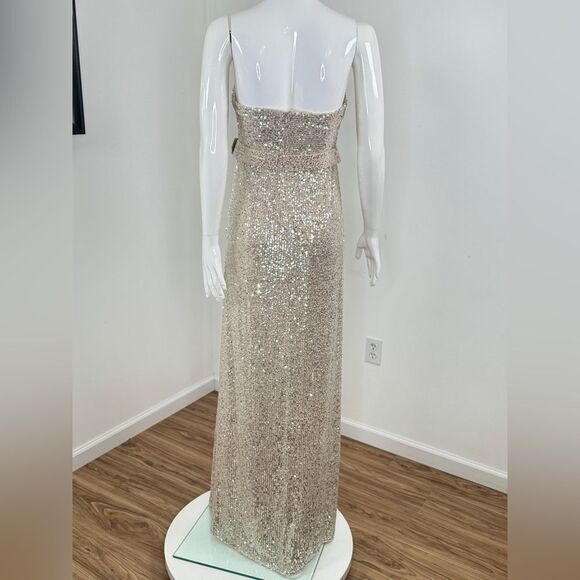 Badgley Mischka Strapless Sequin Bow Gown Size 14 - Picture 8 of 11
